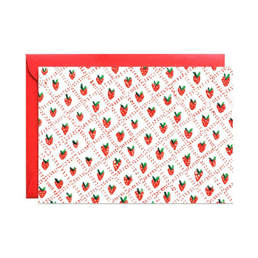 Notecard Set; Strawberries on Lattice