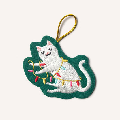 Embroidered Ornament; Tangled Cat