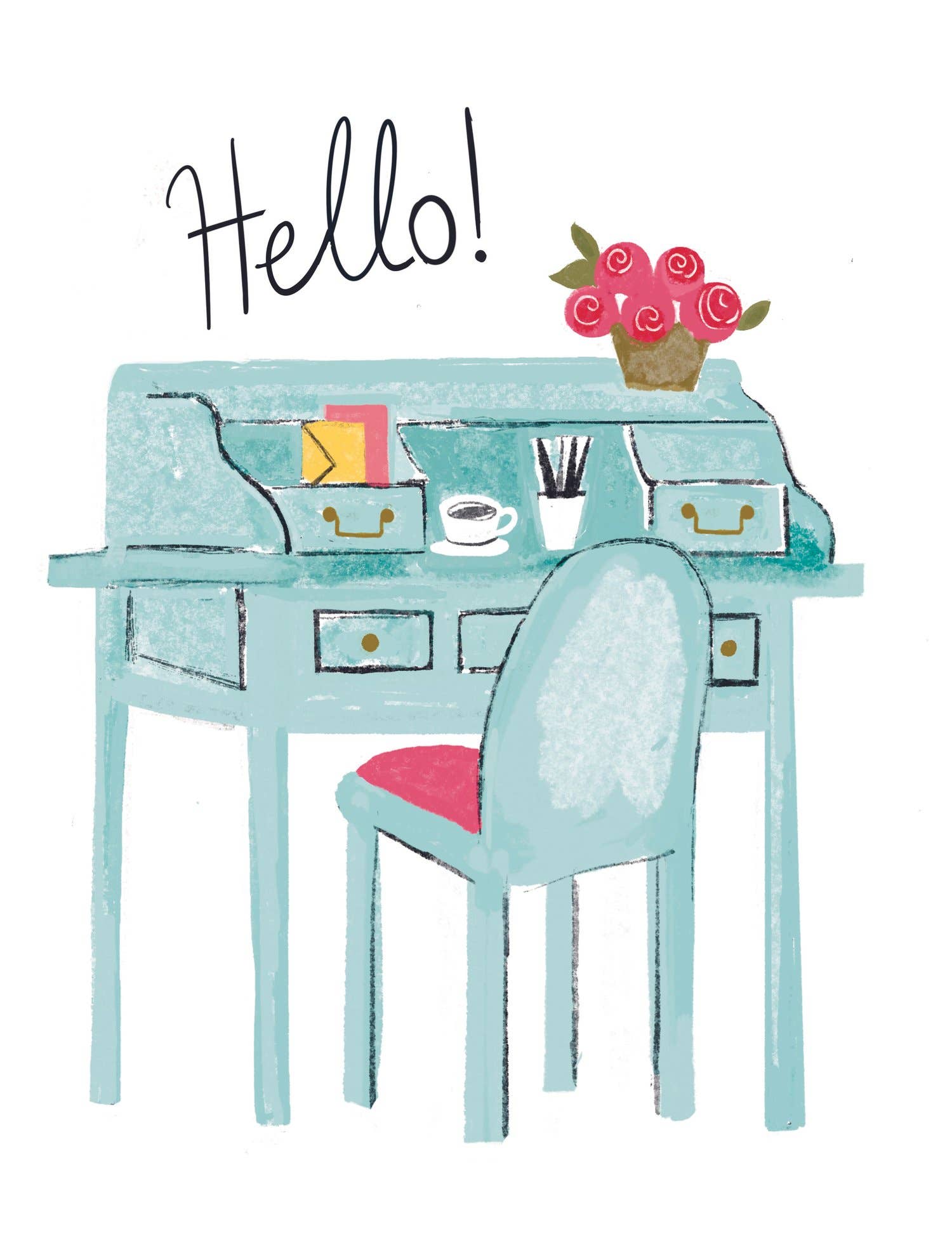 Hello Desk Greeting Card; Hello Desk – Love Letters Shop