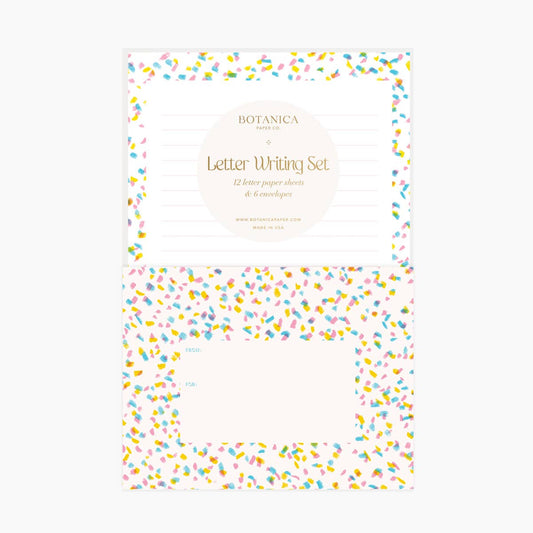 Letter Writing Set; Confetti By Botanica Paper Co. (12 Letters + 6 Envelopes)