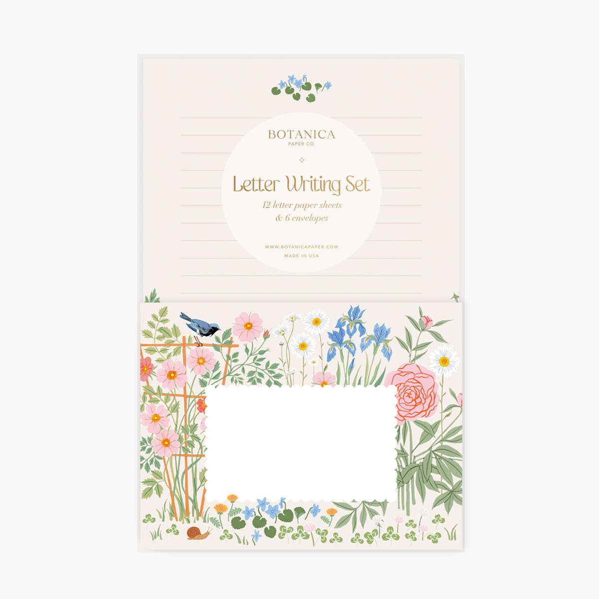 Letter Writing Set; Garden By Botanica Paper Co. (12 Letters + 6 Envelopes)