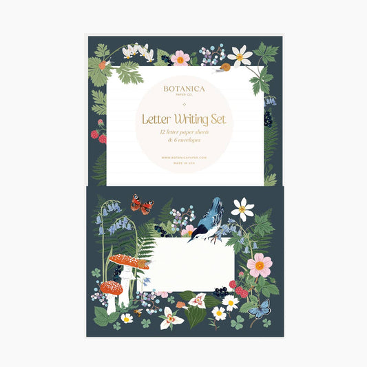 Letter Writing Set; Woodland By Botanica Paper Co. (12 Letters + 6 Envelopes)