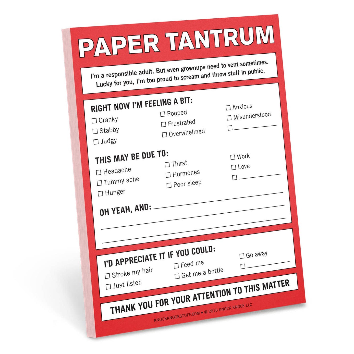 Nifty Notepad; Paper Tantrum (Red, 50 Sheets)