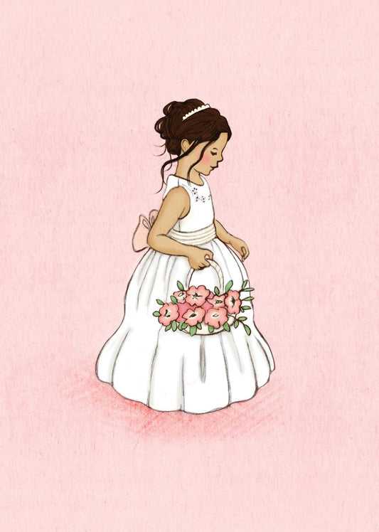 Belle & Boo Ltd Postcard; Flower Girl (Vintage Colors)
