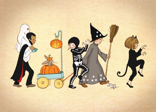 Belle & Boo Ltd Postcard; Halloween Parade (Vintage Colors)
