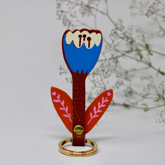 Leather Key Fob; Tulip Flower By Ark Colour Design
