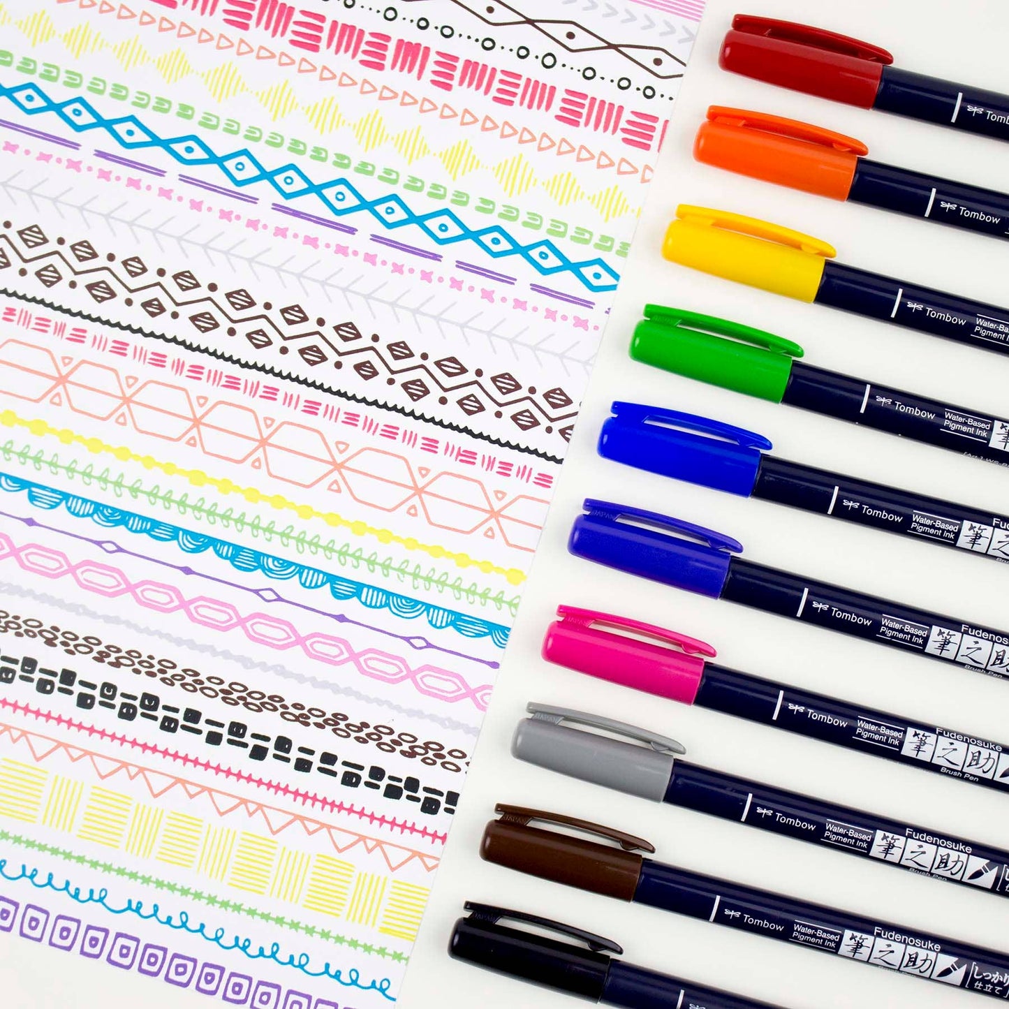 Tombow Fudenosuke Colors Calligraphy Brush Pens (10 Colors)