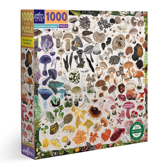 Eeboo Jigsaw Puzzle (1000 Piece Square); Mushroom Rainbow
