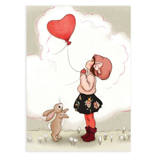 Belle & Boo Ltd Postcard; Heart Shaped Balloon (Vintage Colors)